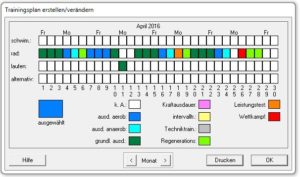Maske zur grafischen Trainingsplanung